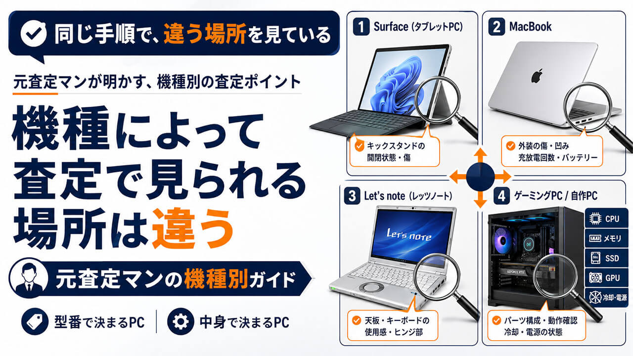 同じ手順で、違う場所を見ている。元査定マンが明かす、機種別の査定ポイント。