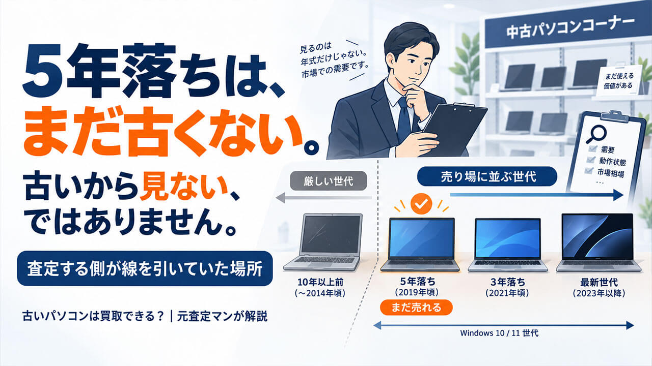 5年落ちは、まだ古くない。 古いから見ない、ではありません。 査定する側が線を引いていた場所